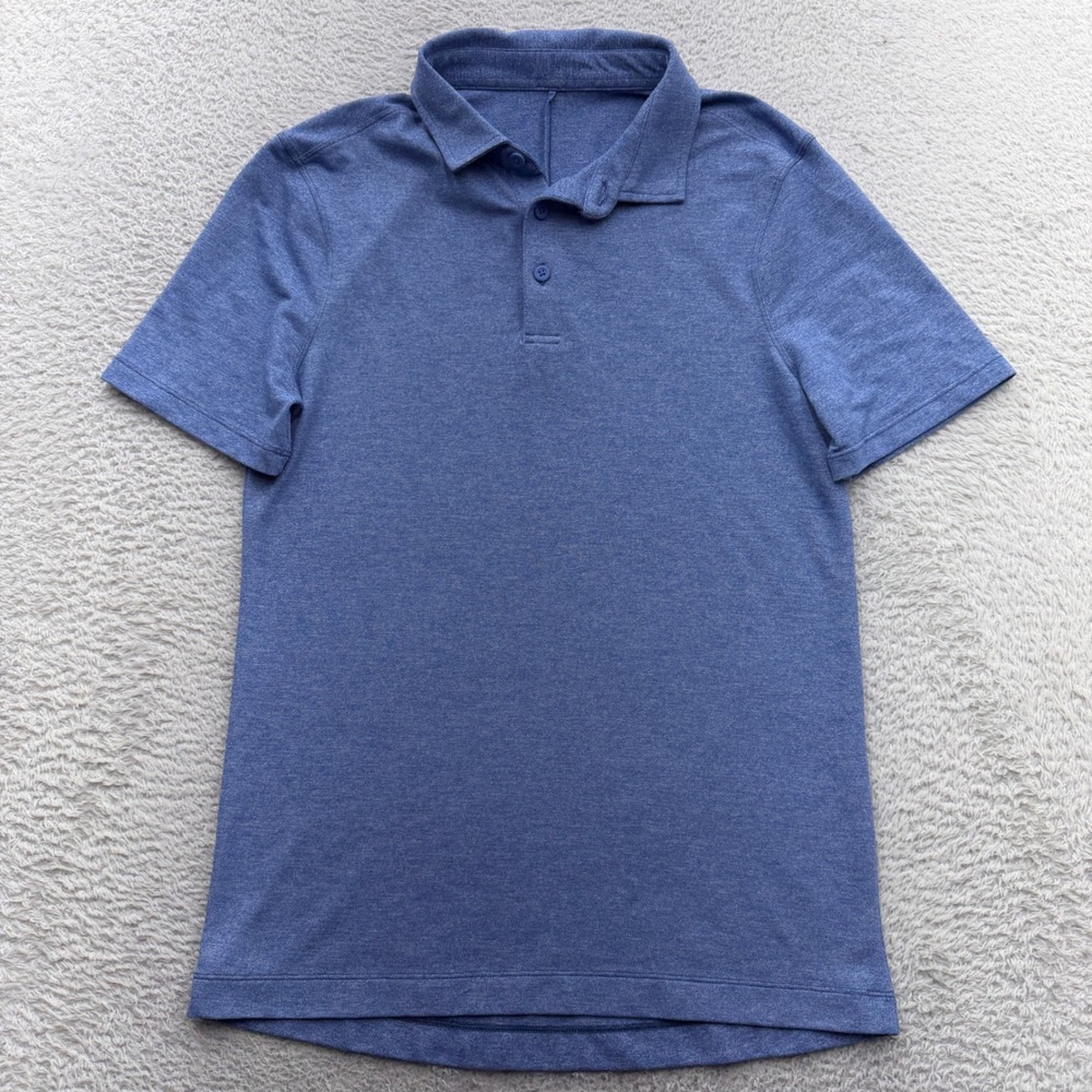 Lululemon Evolution Polo Shirt Mens Heathered Blue Short Sleeve Golf Top XS